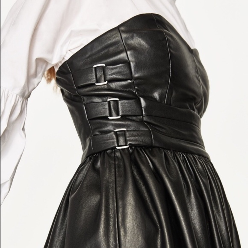 NWT Zara Strapless Faux Leather Minidress